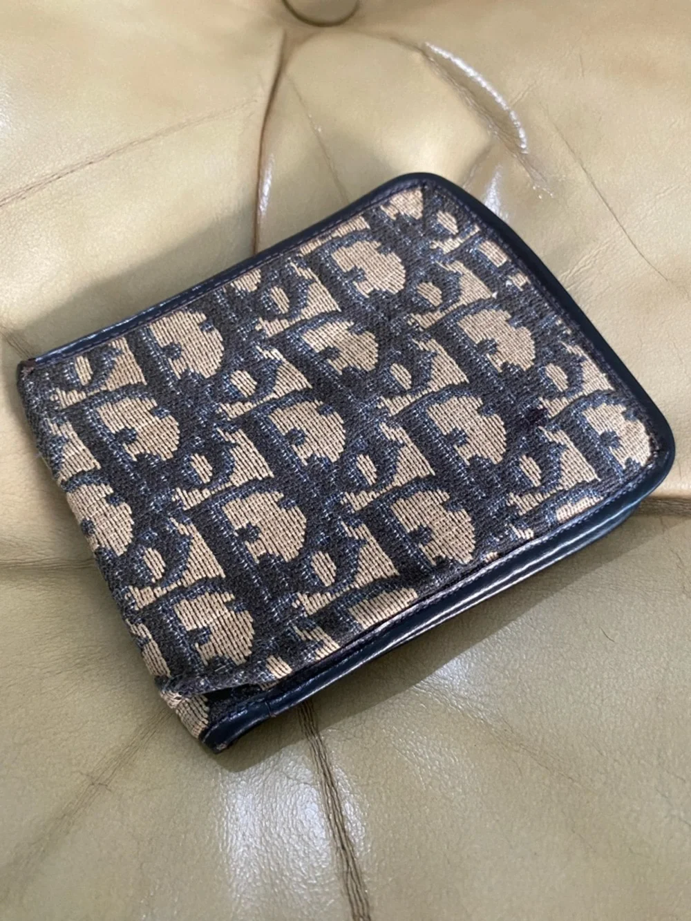 Vintage Dior Wallet Trotter Logo Canvas/Leather Unisex Bifold
